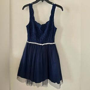 Prom girl short navy dress